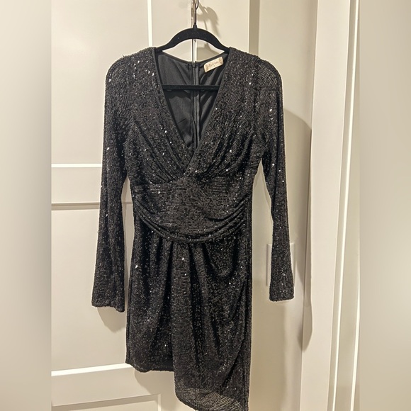 Altar'd State Black Sequin Long Sleeve Dress - Picture 1 of 3